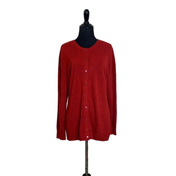 Croft & Barrow red long sleeves cardigan sweater size M - Picture 9 of 10